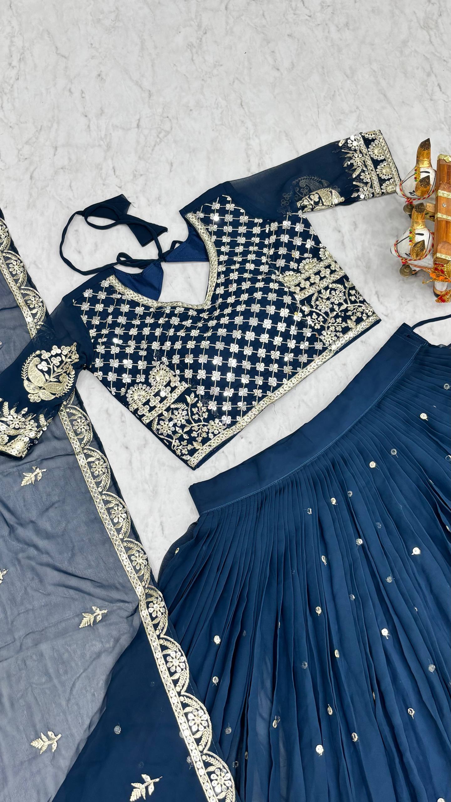 Wedding Special Heavy Fox Georgette Lehenga Choli with 7mm Sequence Embroidery - Fully Stitched