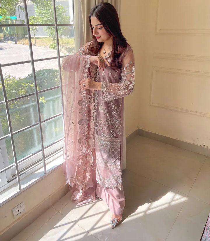 NEW DESIGNER HEAVY  SOFT NET SHARARA SUIT SET