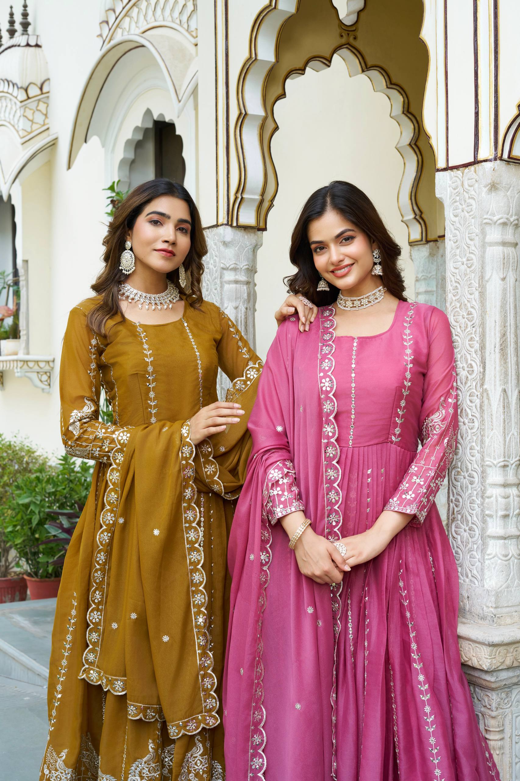 Festival Collection Star Georgette Long Gown with Heavy 7MM Sequence Embroidery Work - Fully Stitched