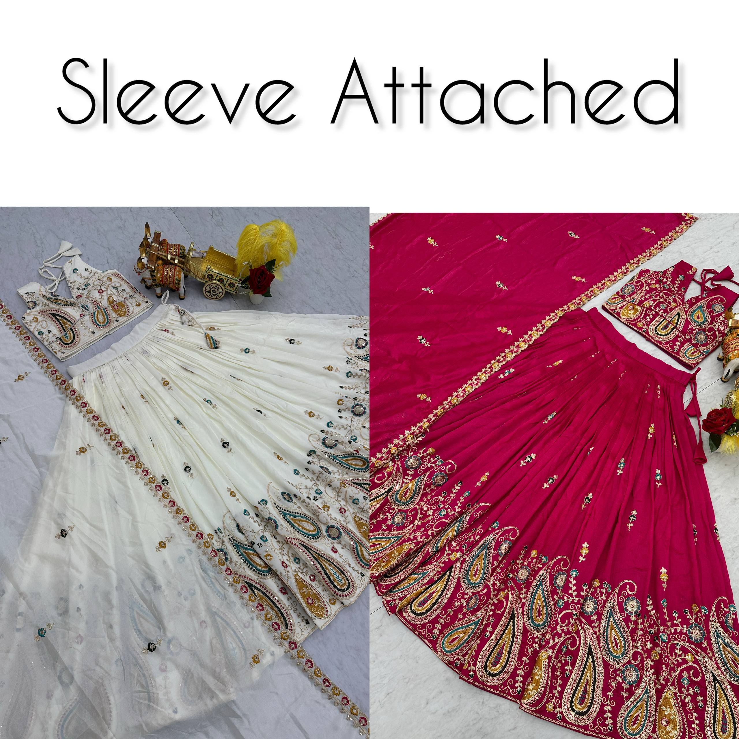 Wedding Collection Vichitra Lehenga Choli with Heavy Cording Embroidery Work - Fully Stitched