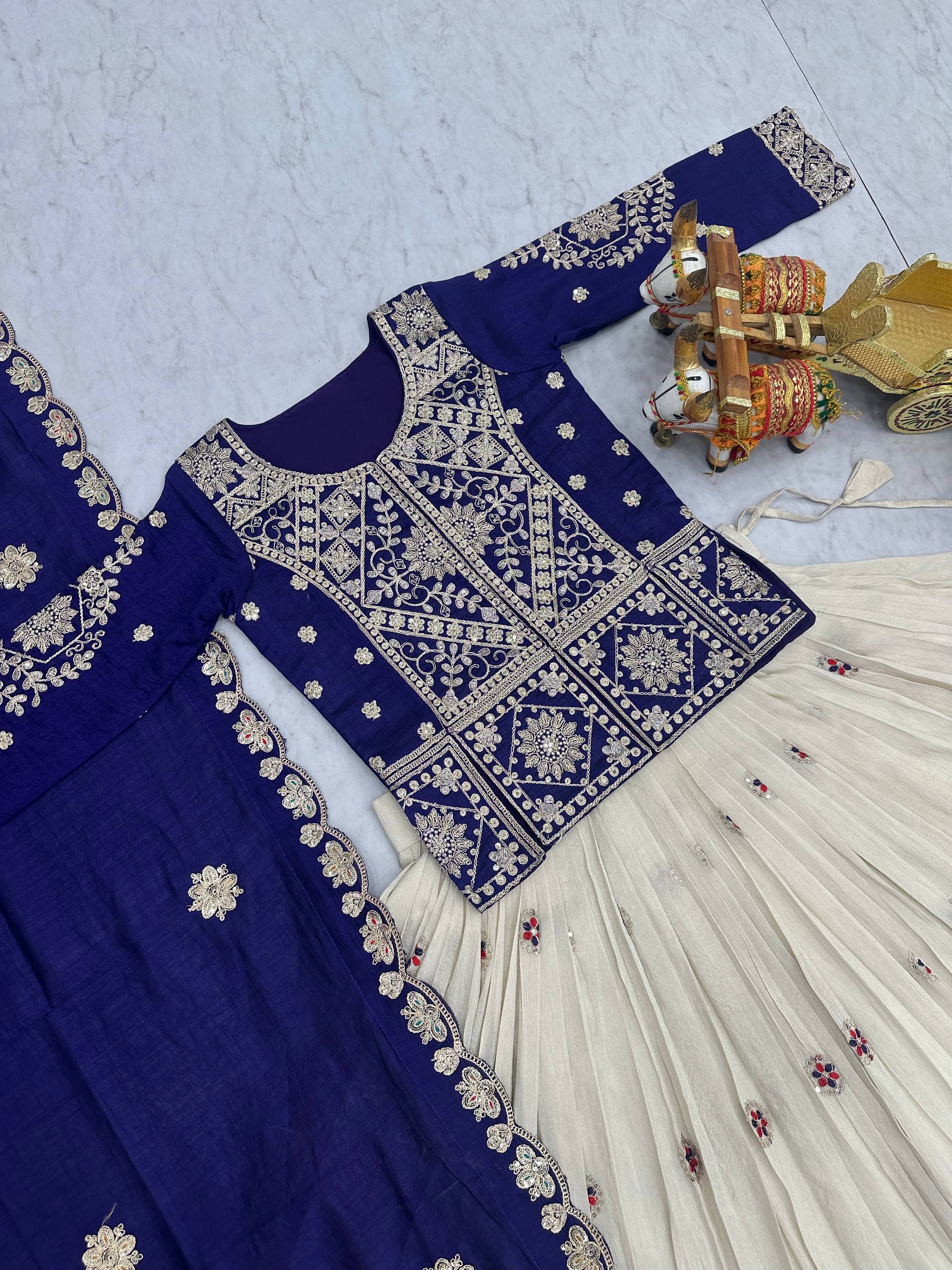 Festival Collection Vichitra and Tissue Silk Lehenga Choli with Heavy Embroidery Work - Fully Stitched