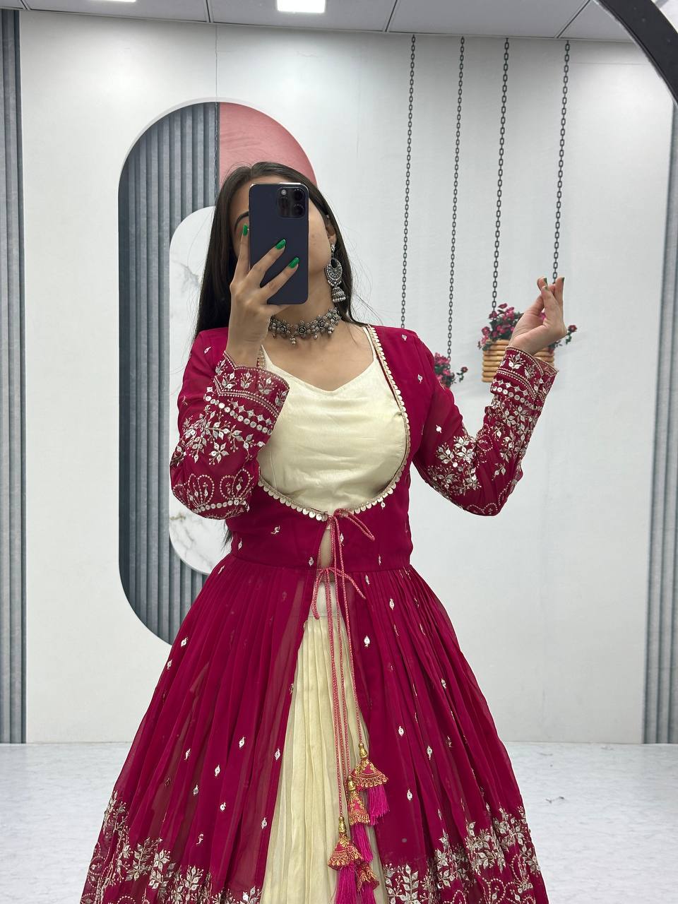 Festival Special Indo Western Lehenga Set with Embroidered Shrug - Fully Stitched