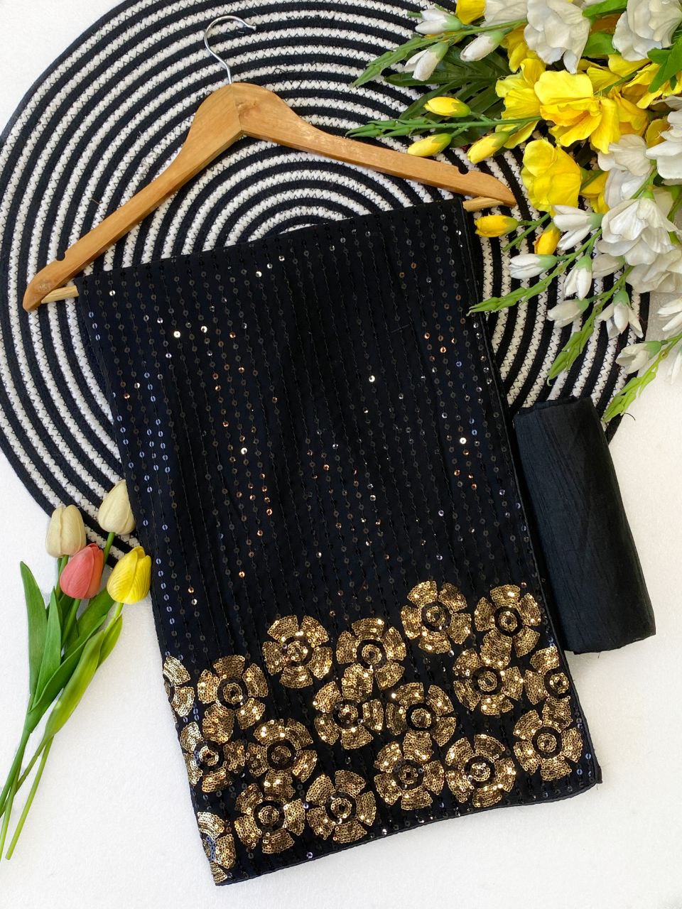 Bollywood Blockbuster Special Edition Dual Sequins Georgette Designer Saree