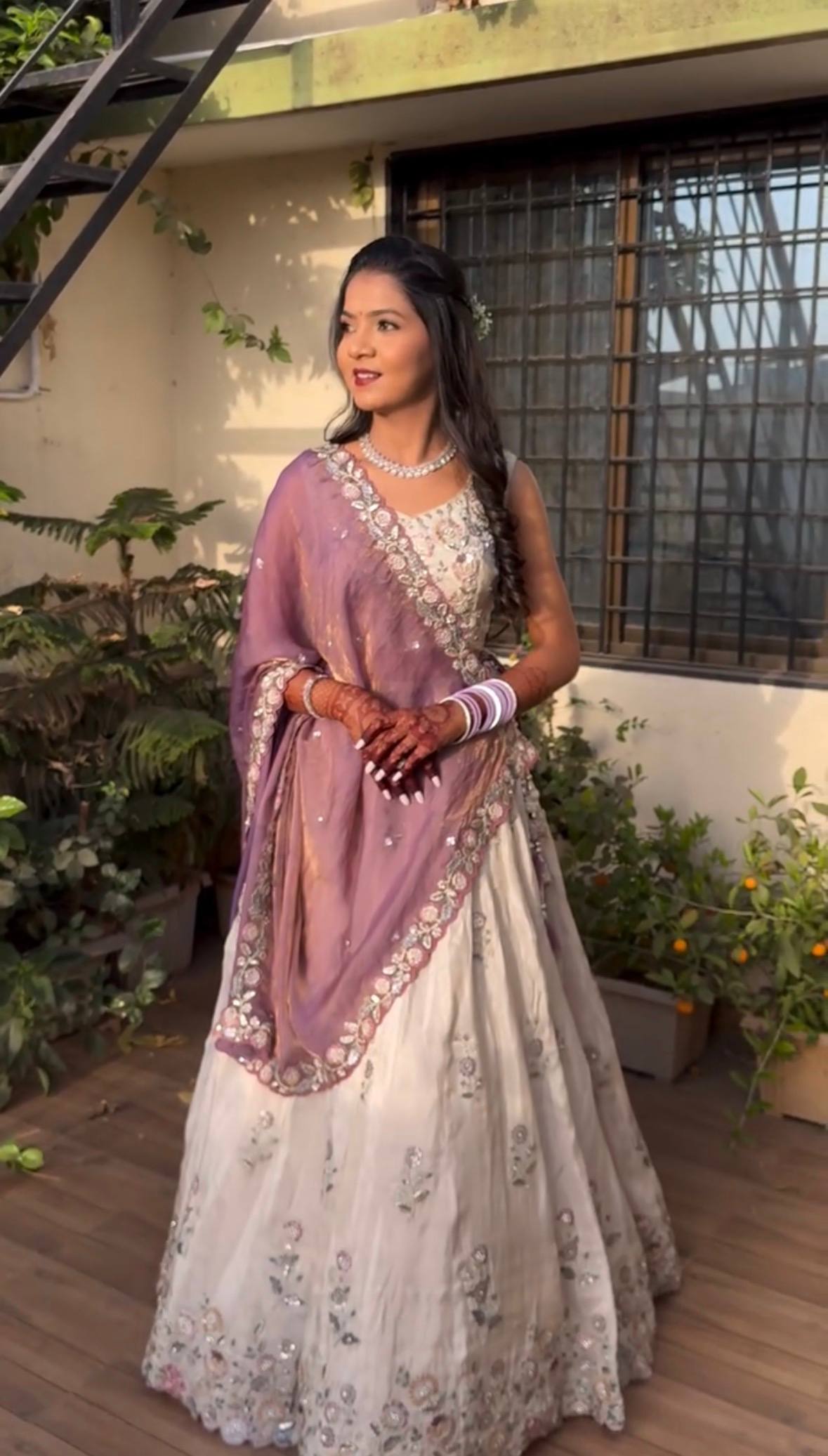 New Festival Chinon Lehenga Choli with Embroidered Gold Crush Dupatta - Fully Stitched