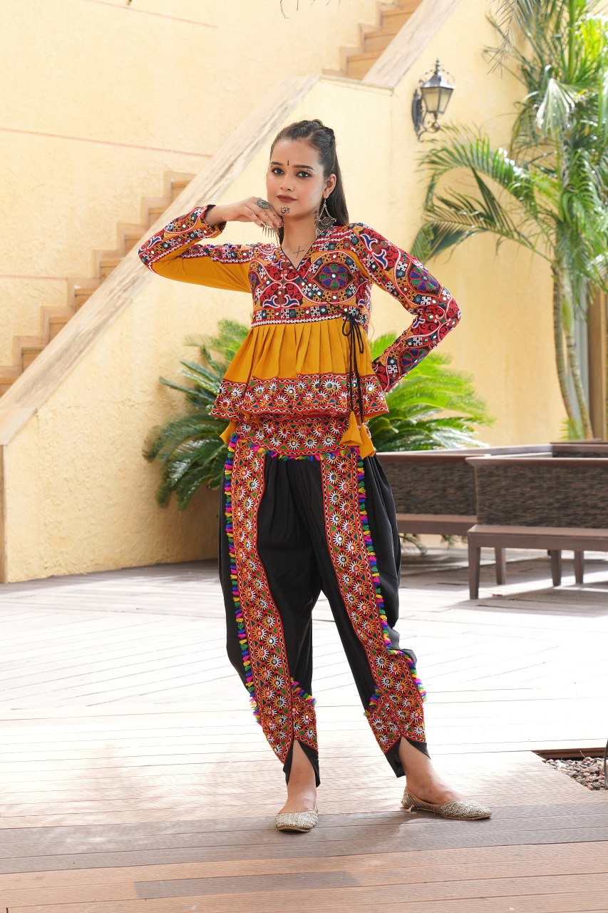 Designer Embroidered Kurti with Dhoti Pant  Perfect for Garba Nights & Festive Celebrations