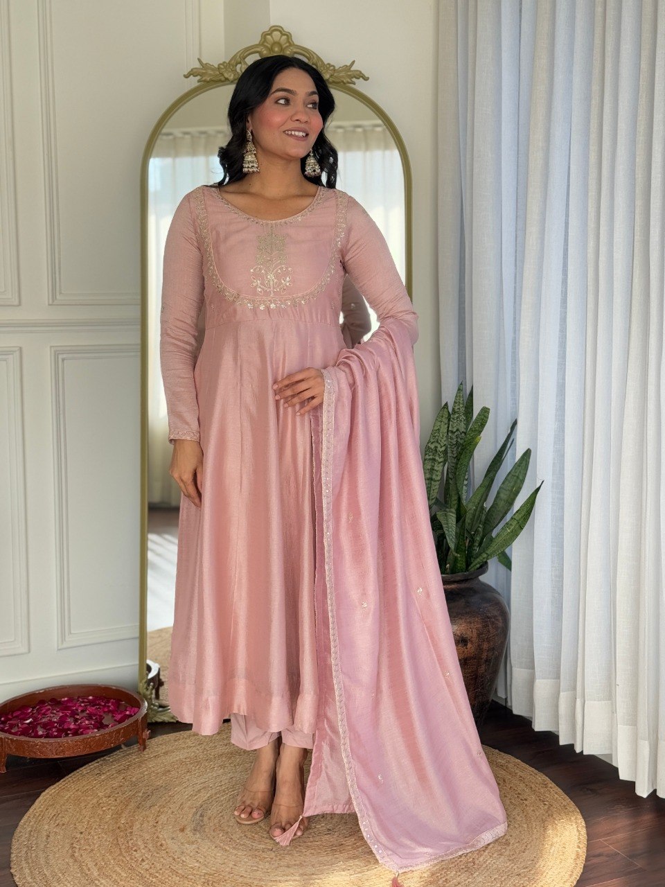 Stylish Vichitra Silk Embroidered Kurta Pant Set with Dupatta for Party Wear - Fully Stitched