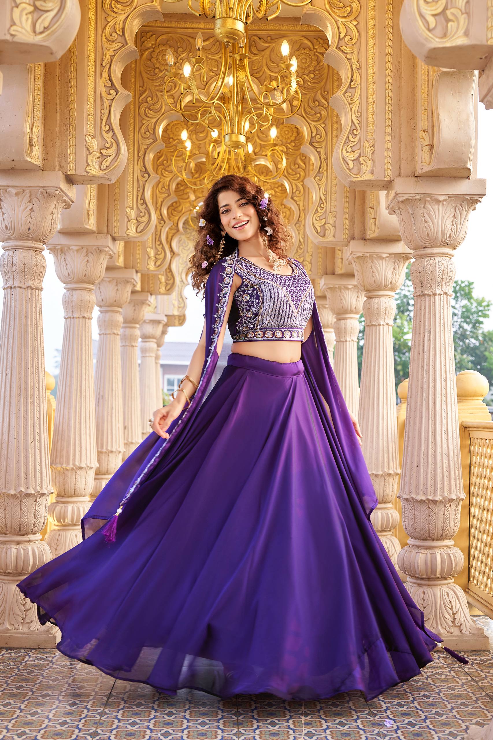 Wedding Special Rangoli Silk Lehenga Choli with Heavy Embroidery and 9 Meter Flair - Fully Stitched