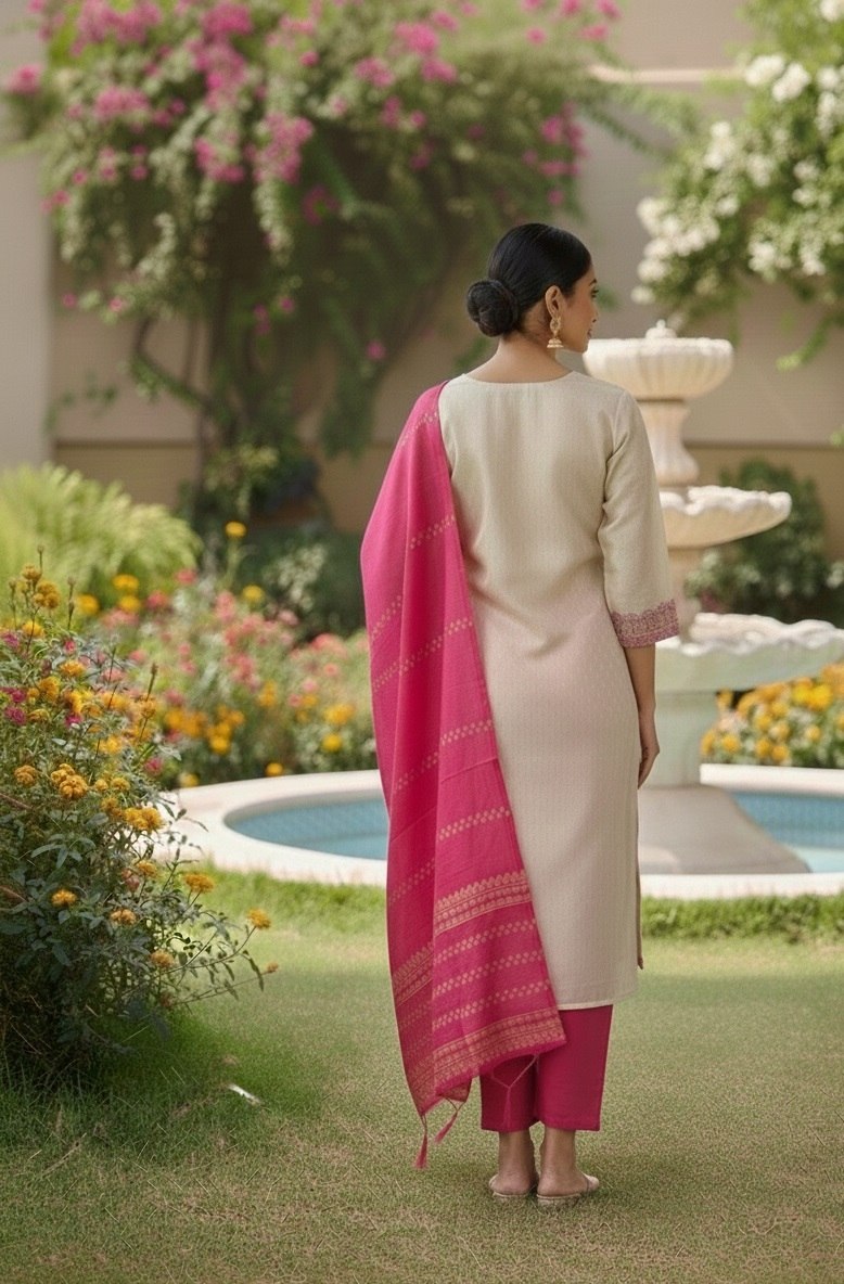 Designer Embroidered Kurta Pant Set with Printed Dupatta Perfect For Wedding Function