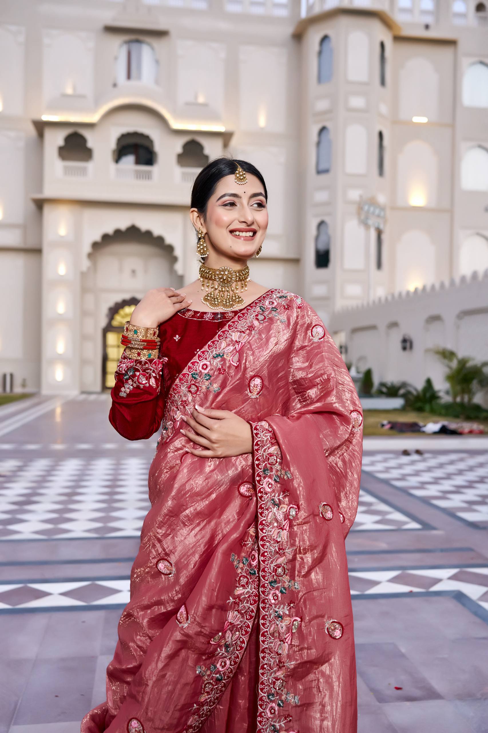 Festival Wedding Saree in Pure HO Silk with Heavy Thread and Sequence Embroidery Work - Ready-Made Patli