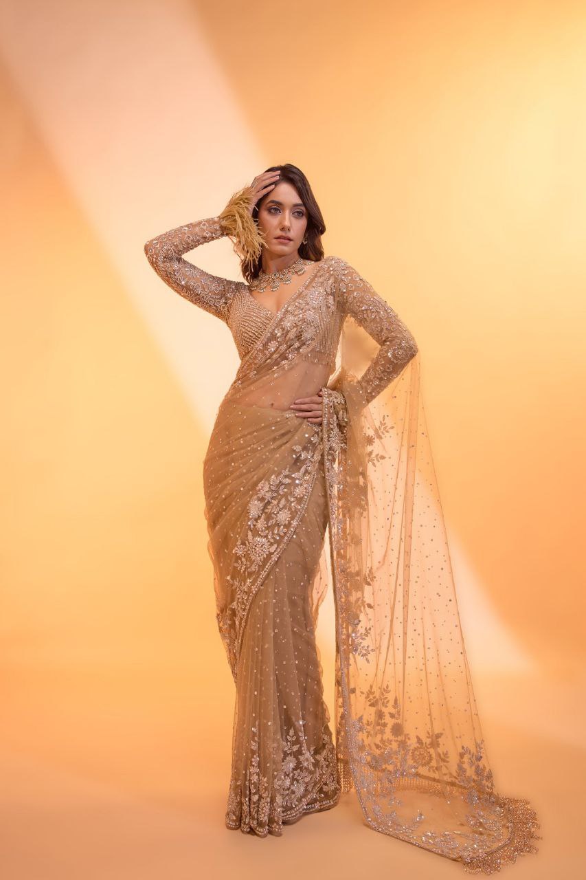 New Launch Bollywood Style Heavy Sequins Work Party Wear Saree