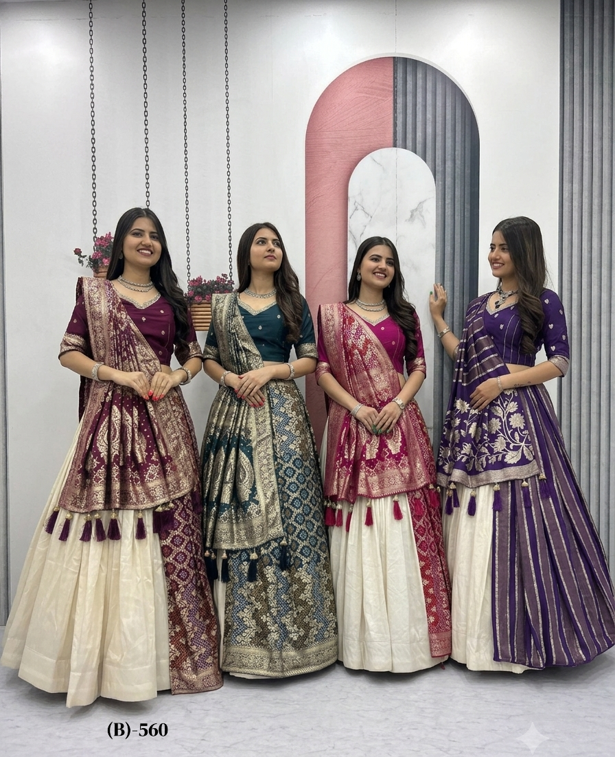 Wedding Special Trending Lehenga Saree with Jacquard Silk Blouse and Simar Silk Lehenga - Ready-Made Patli