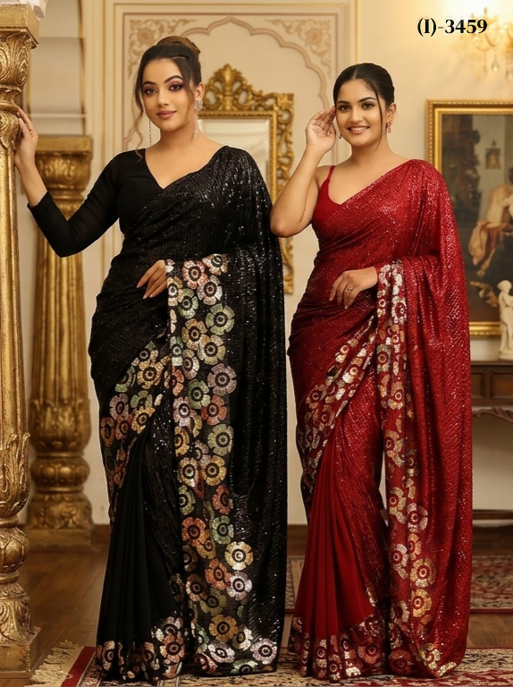 Bollywood Blockbuster Special Edition Dual Sequins Georgette Designer Saree