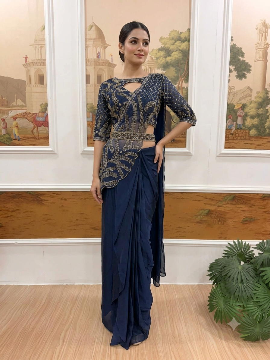 Premium Ready-to-Wear Rangoli Silk Saree for Women | Designer Embroidered Blouse with Semi-Beads Work | Wedding, Party & Festive Wear Collectionbe (D)-1176