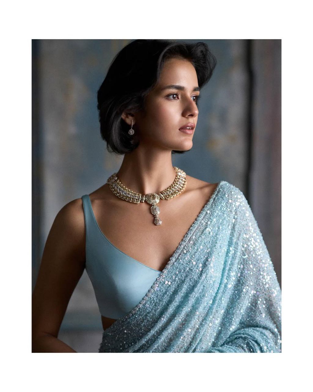 Bollywood Alia Bhatt Inspired Faux Georgette Sequins Embroidered Designer Saree