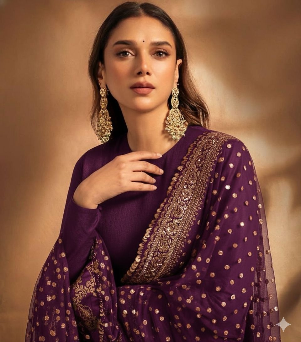Wedding Wear Fox Georgette Embroidered Gown with Dupatta - Fully Stitched