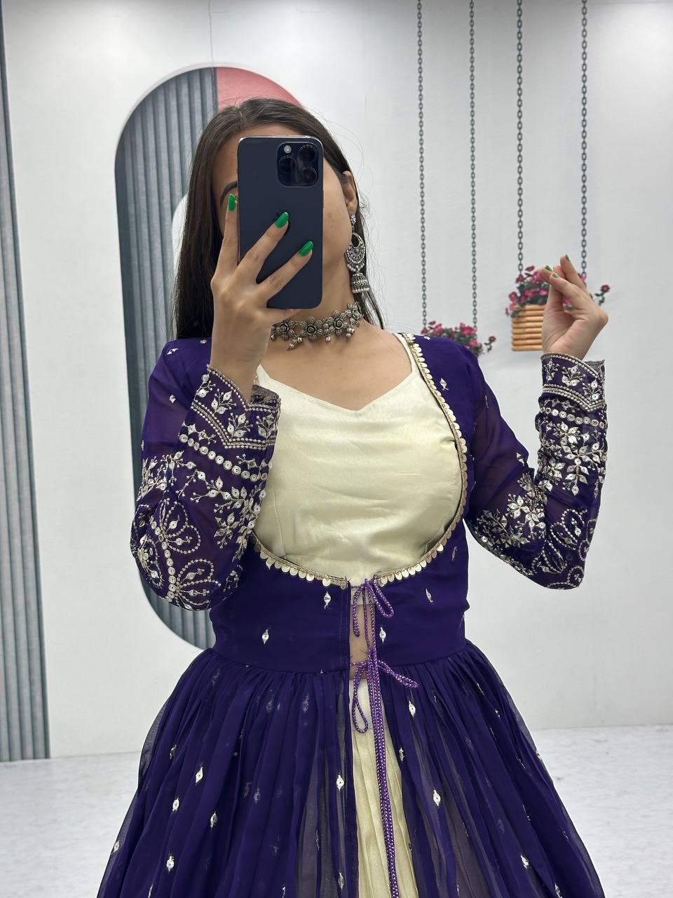 Festival Special Indo Western Lehenga Set with Embroidered Shrug - Fully Stitched