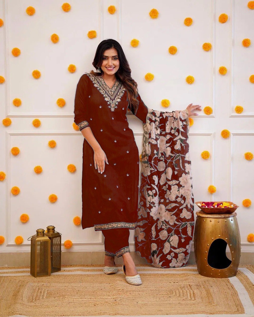 Stylish Viscose Rayon Embroidered Kurta Pant Set with Chinon Dupatta for Party Wear - Fully Stitched
