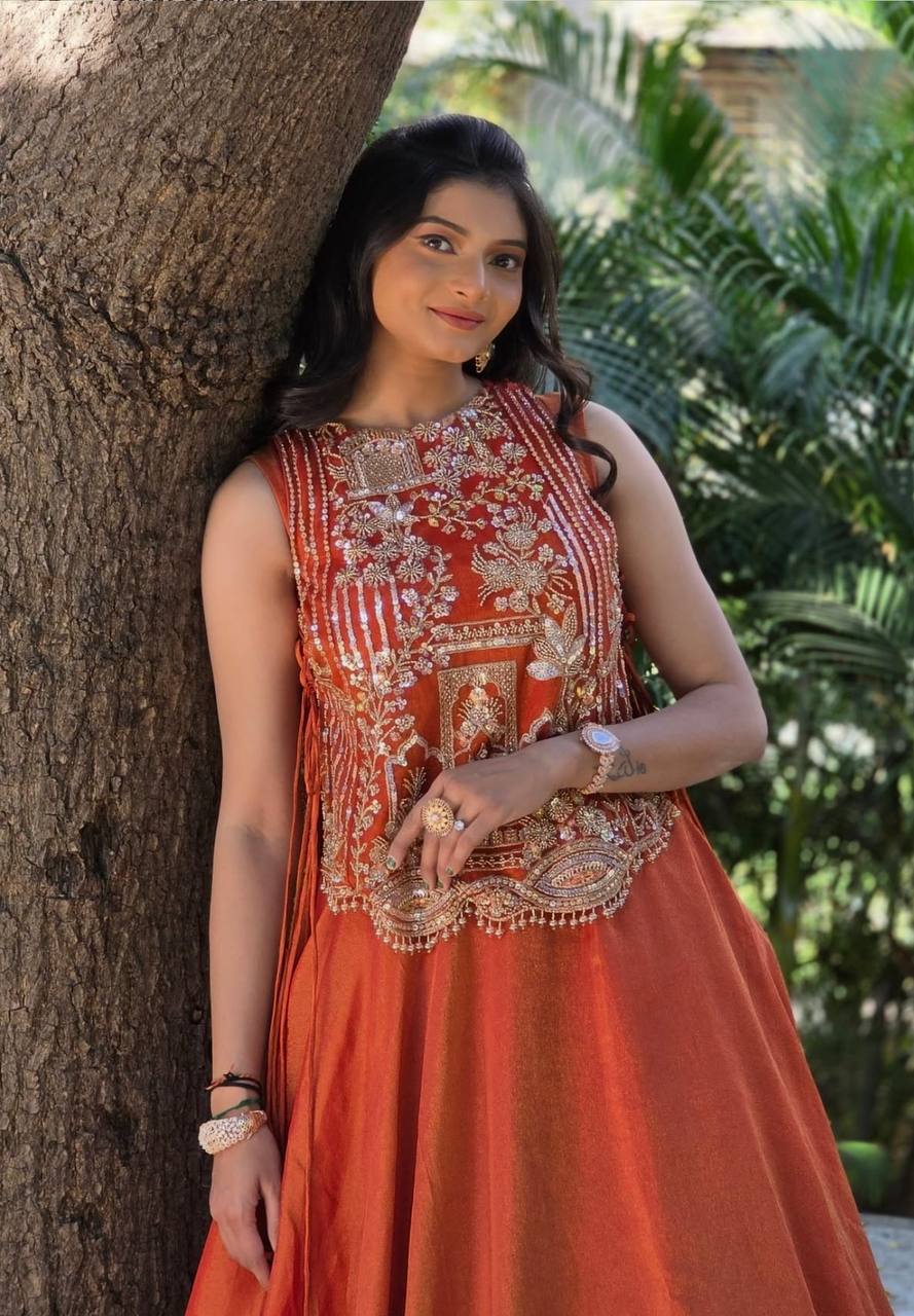 Party Wear Indo Western Lehenga with Heavy Work Shrug - Fully Stitched