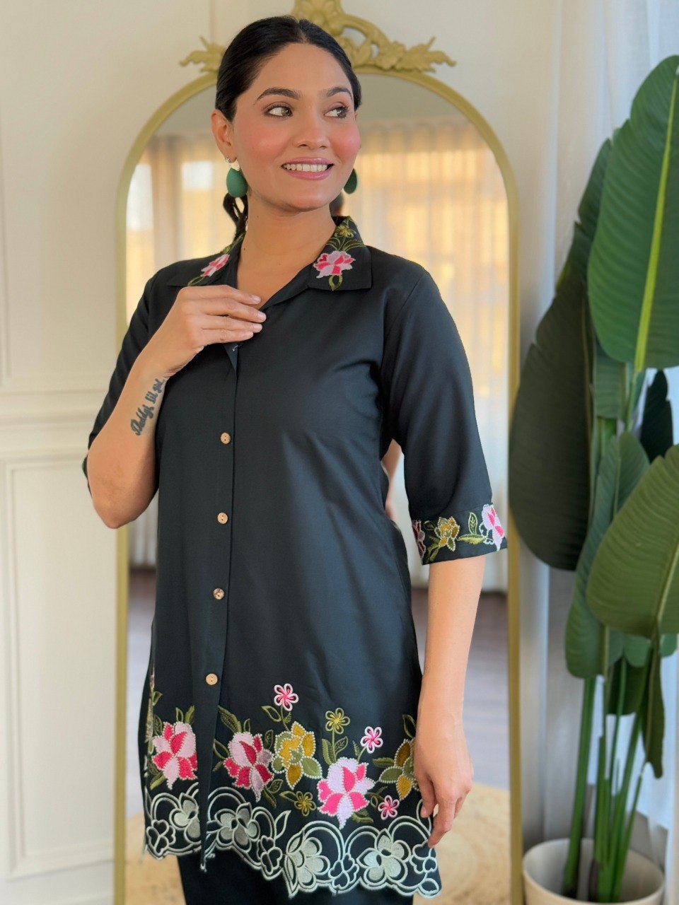 Modern Viscose Rayon Co-Ord Set for Women with Embroidery Work - Fully Stitched