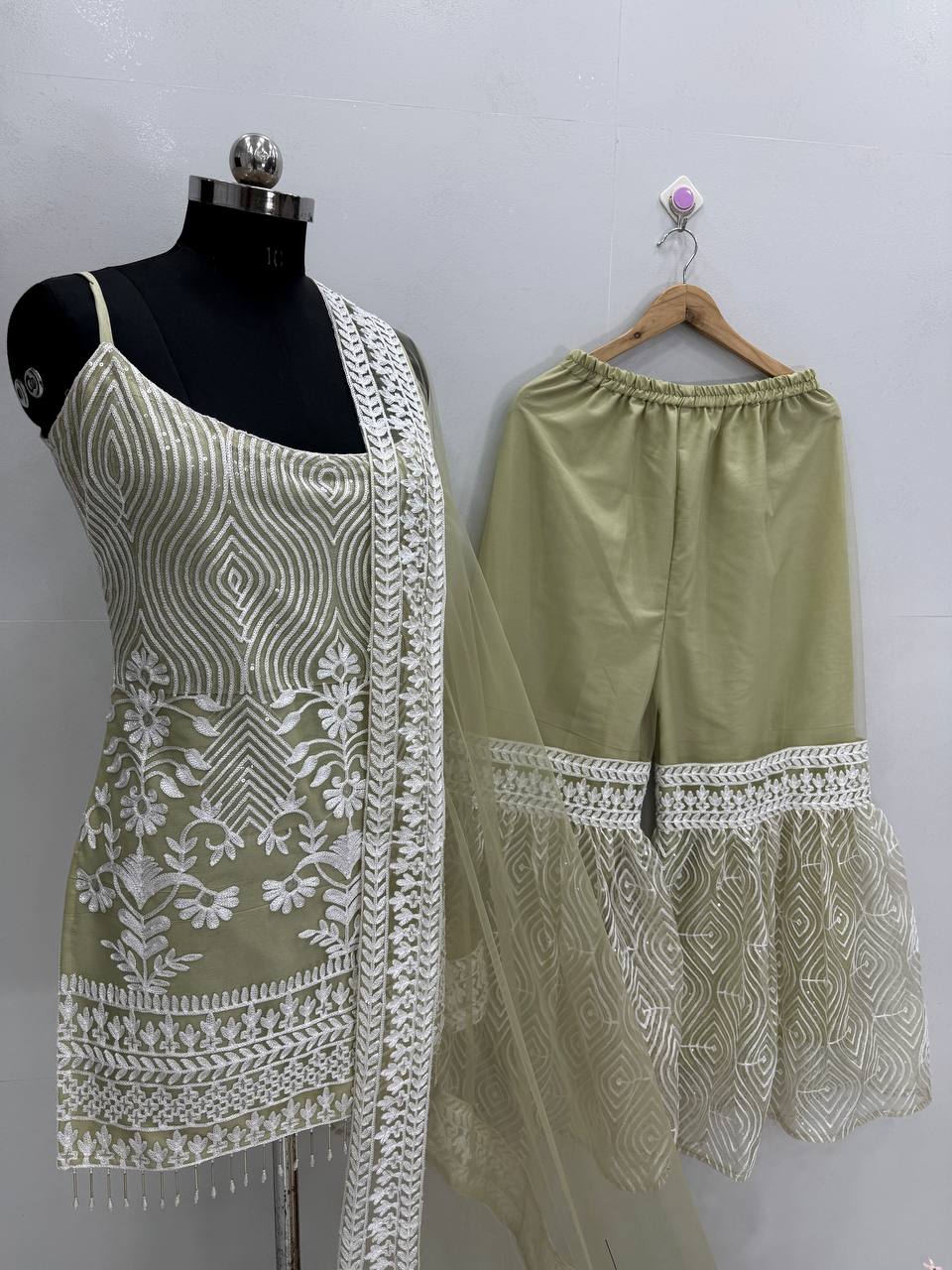 elegant and stylish Soft Net Palazzo Suit