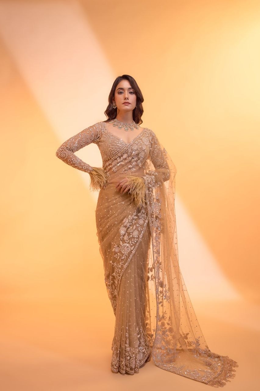 New Launch Bollywood Style Heavy Sequins Work Party Wear Saree