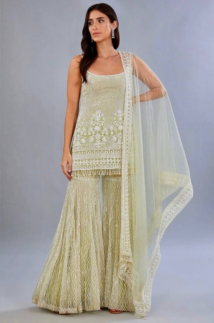 elegant and stylish Soft Net Palazzo Suit