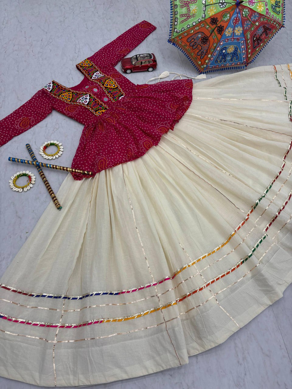 Launching Navratri Special Bandhej Print Lehenga Choli with 6 Meter Big Flair- Fully Stitched