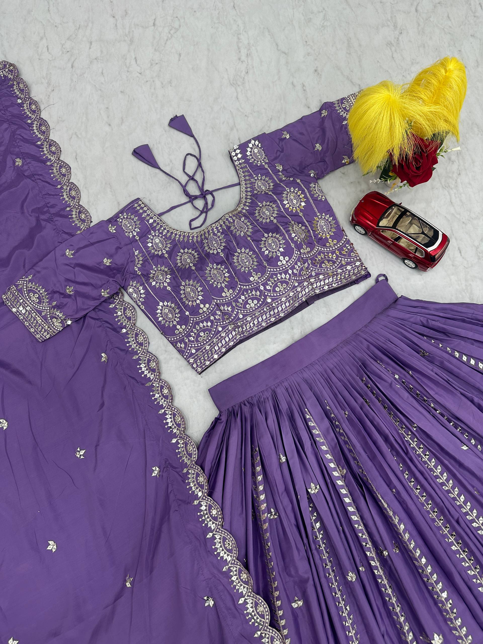 Festival Collection Crepe Silk Lehenga Choli with Heavy Embroidery Sequence Work - Fully Stitched