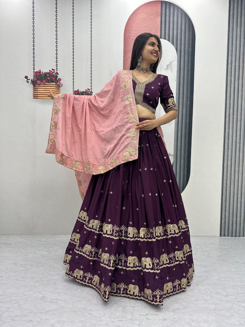 New Festival Pure Chinon Lehenga Choli with Heavy Sequence Embroidery - Fully Stitched