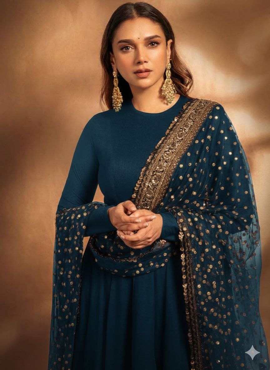Wedding Wear Fox Georgette Embroidered Gown with Dupatta - Fully Stitched