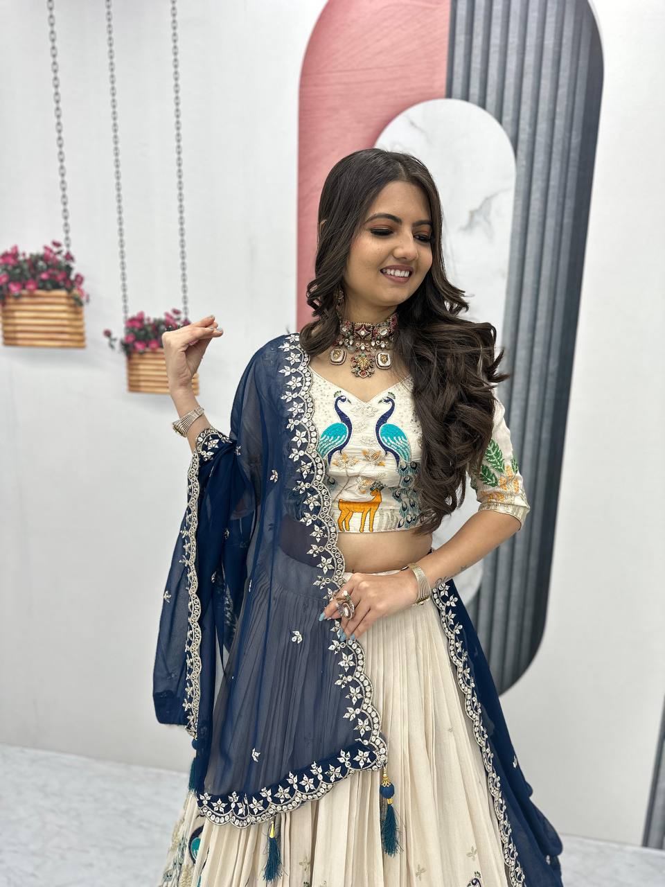Wedding Wear Tissue Silk Lehenga Choli with Heavy Sequence Work and Dupatta - Fully Stitched