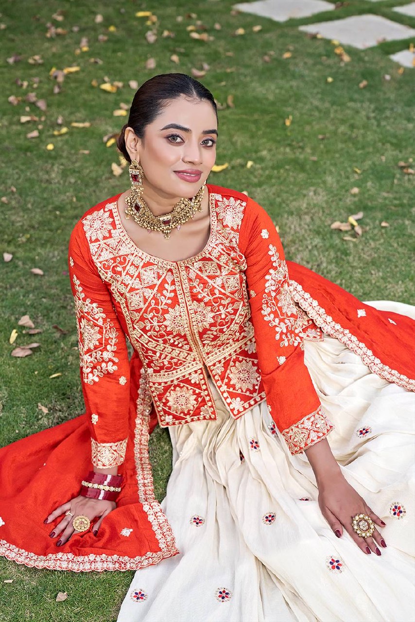 Festival Collection Vichitra and Tissue Silk Lehenga Choli with Heavy Embroidery Work - Fully Stitched