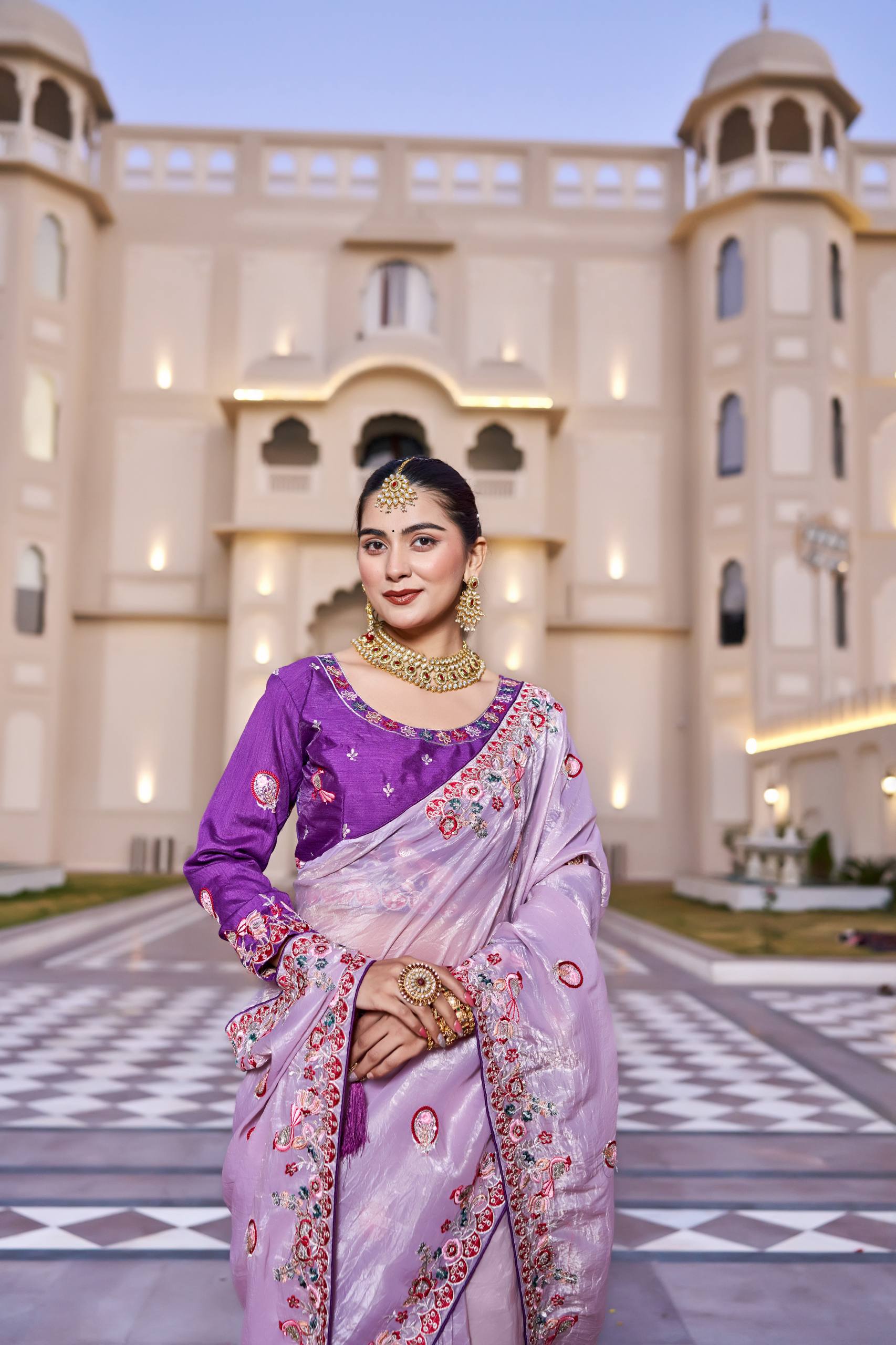 Festival Wedding Saree in Pure HO Silk with Heavy Thread and Sequence Embroidery Work - Ready-Made Patli
