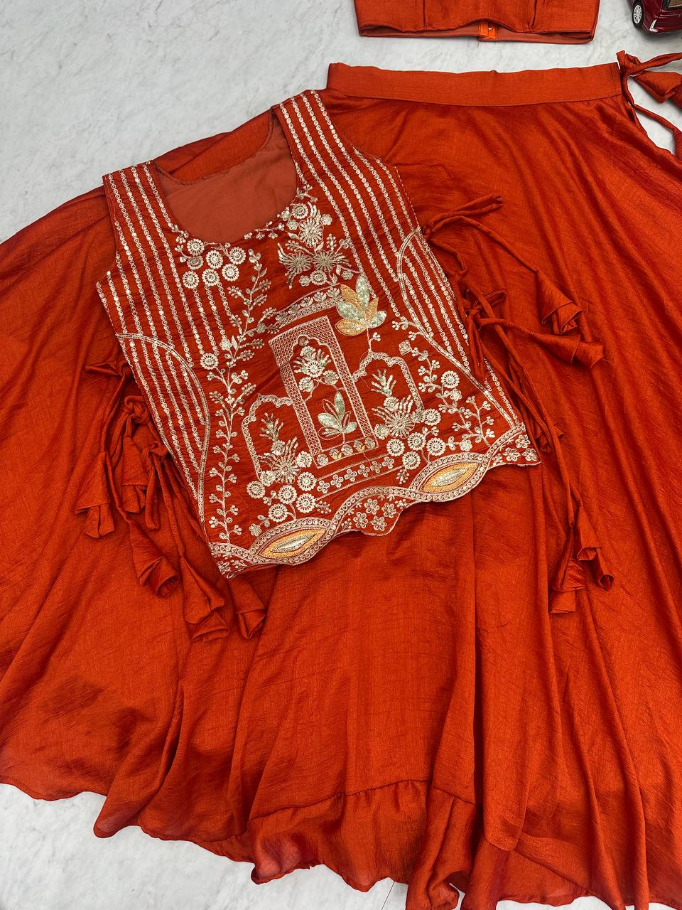 Party Wear Indo Western Lehenga with Heavy Work Shrug - Fully Stitched