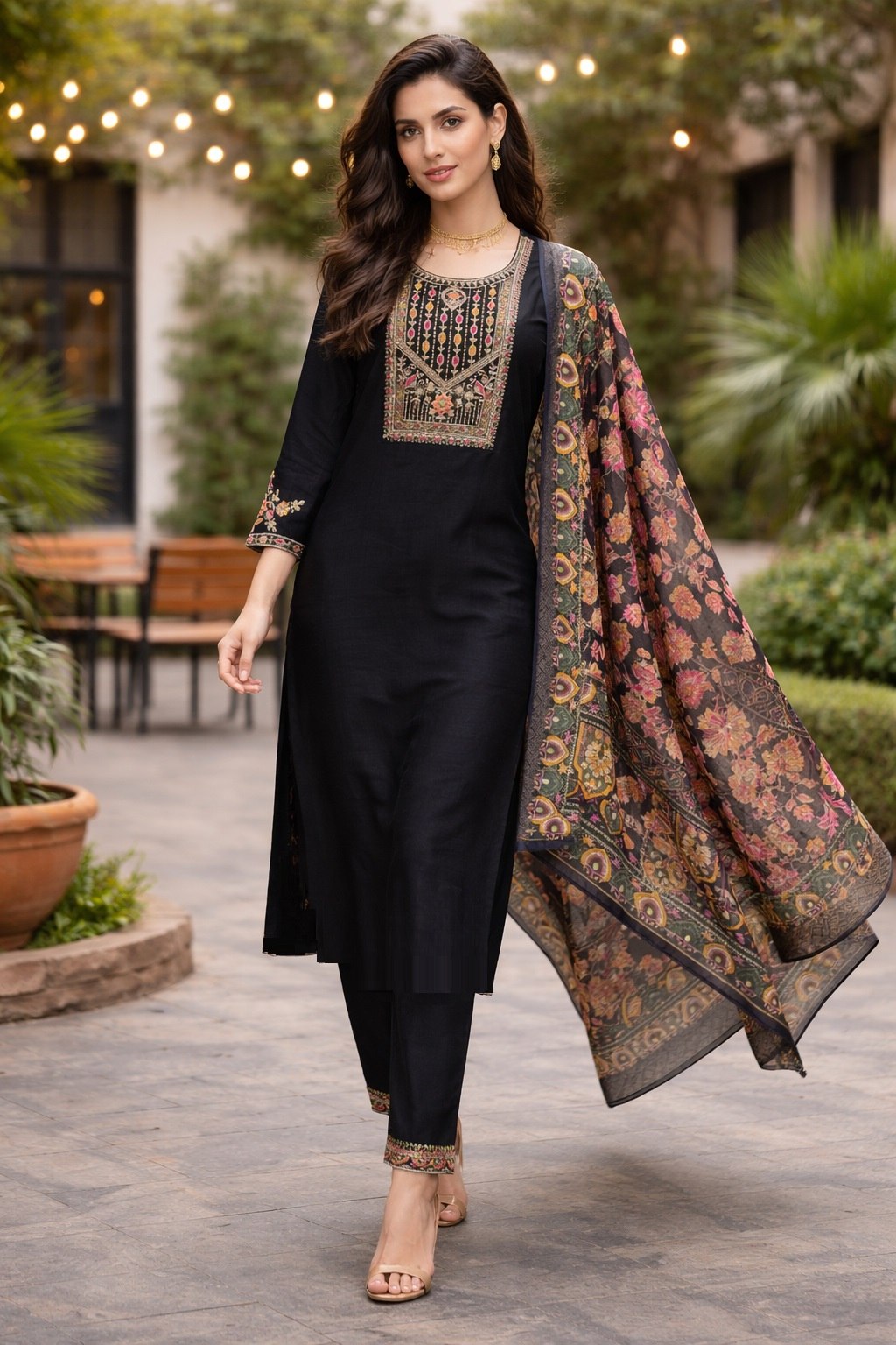 Designer Cotton Silk Kurti Pant Set with Jacquard Shimmer Dupatta | Wedding & Festive Wear Collection