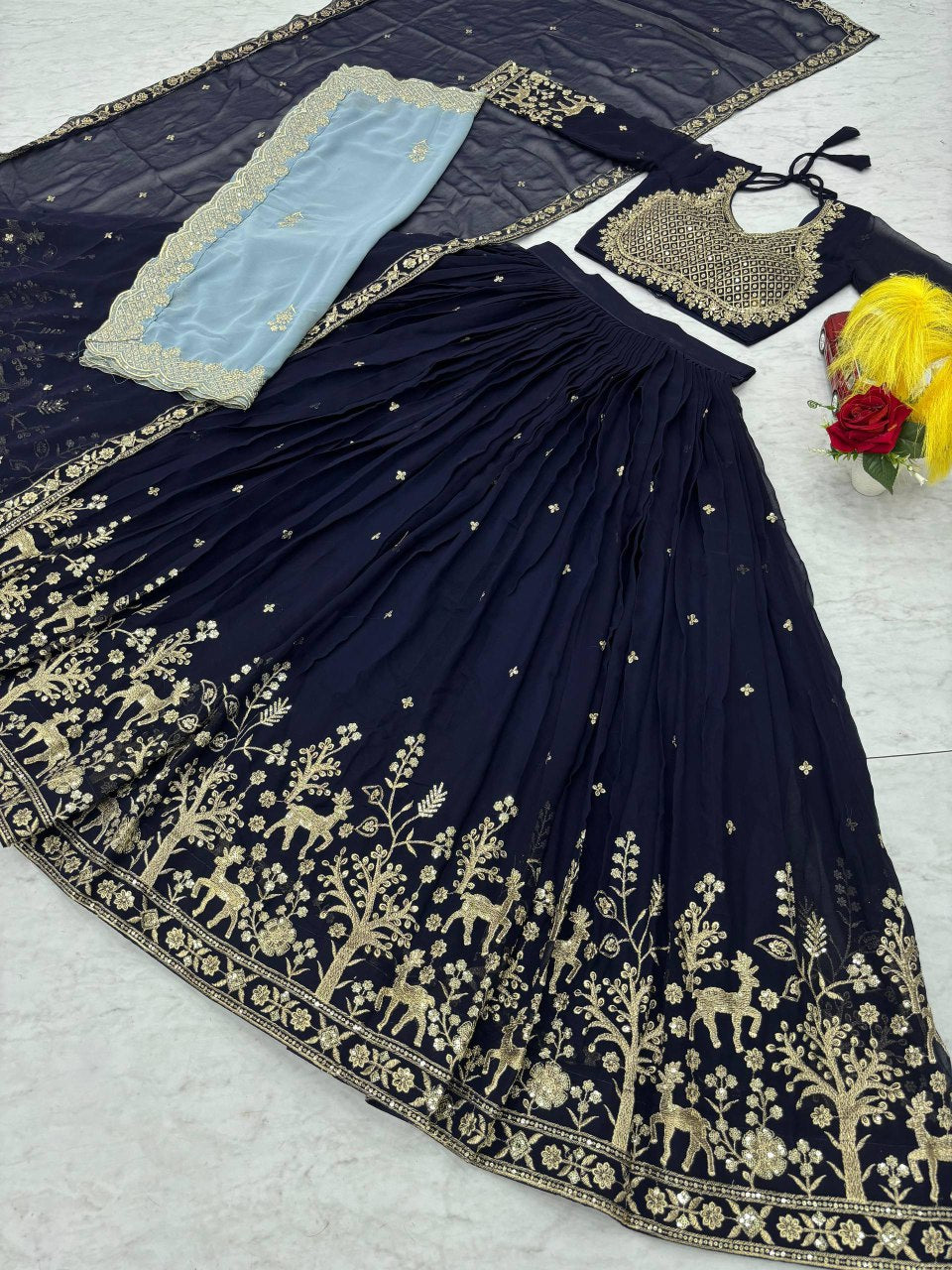 Wedding Special Fox Georgette Lehenga Choli with Embroidered Dupatta - Fully Stitched