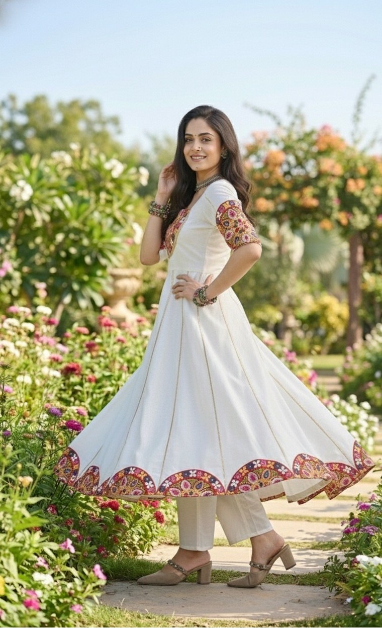 Designer Embroidered Kurti With Pant Perfect For Garba Night