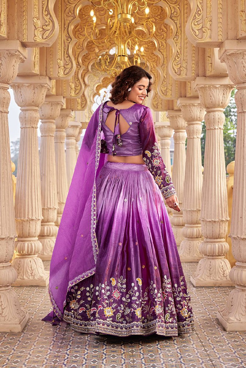 Festival Collection Gold Crush Lehenga Choli with Heavy Embroidery Sequence Work - Fully Stitched