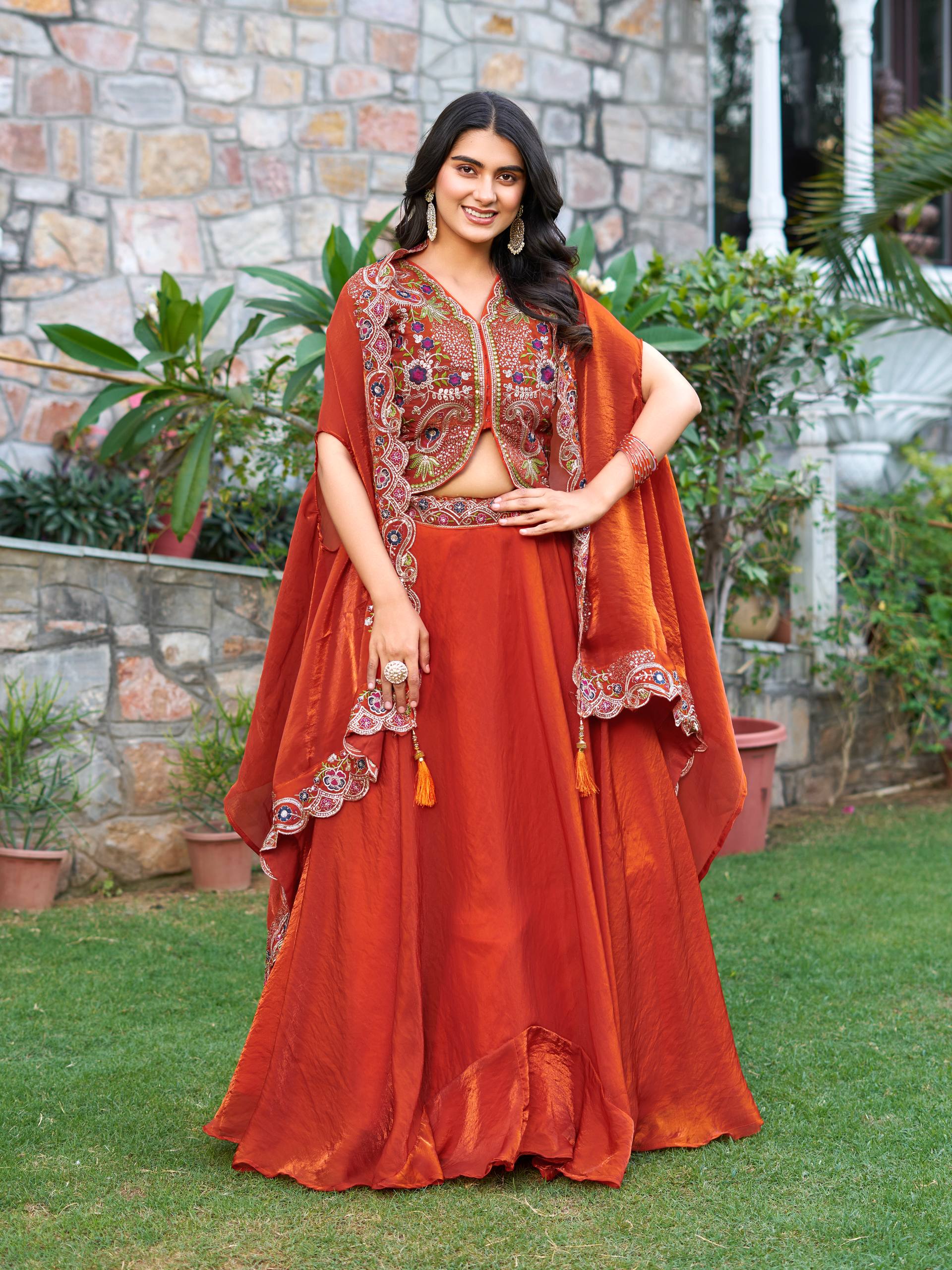 Wedding Special Fendy Silk Lehenga Choli with Heavy Embroidery Sequence Work - Fully Stitched