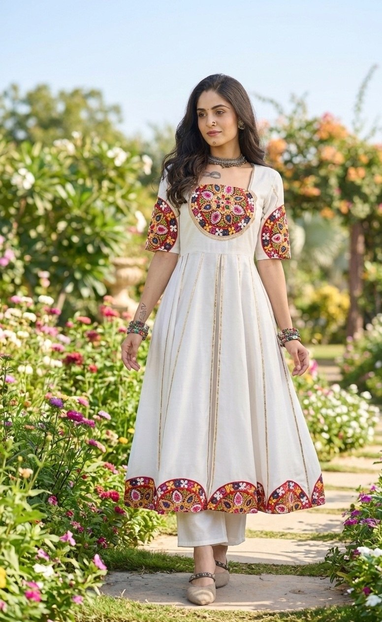 Designer Embroidered Kurti With Pant Perfect For Garba Night