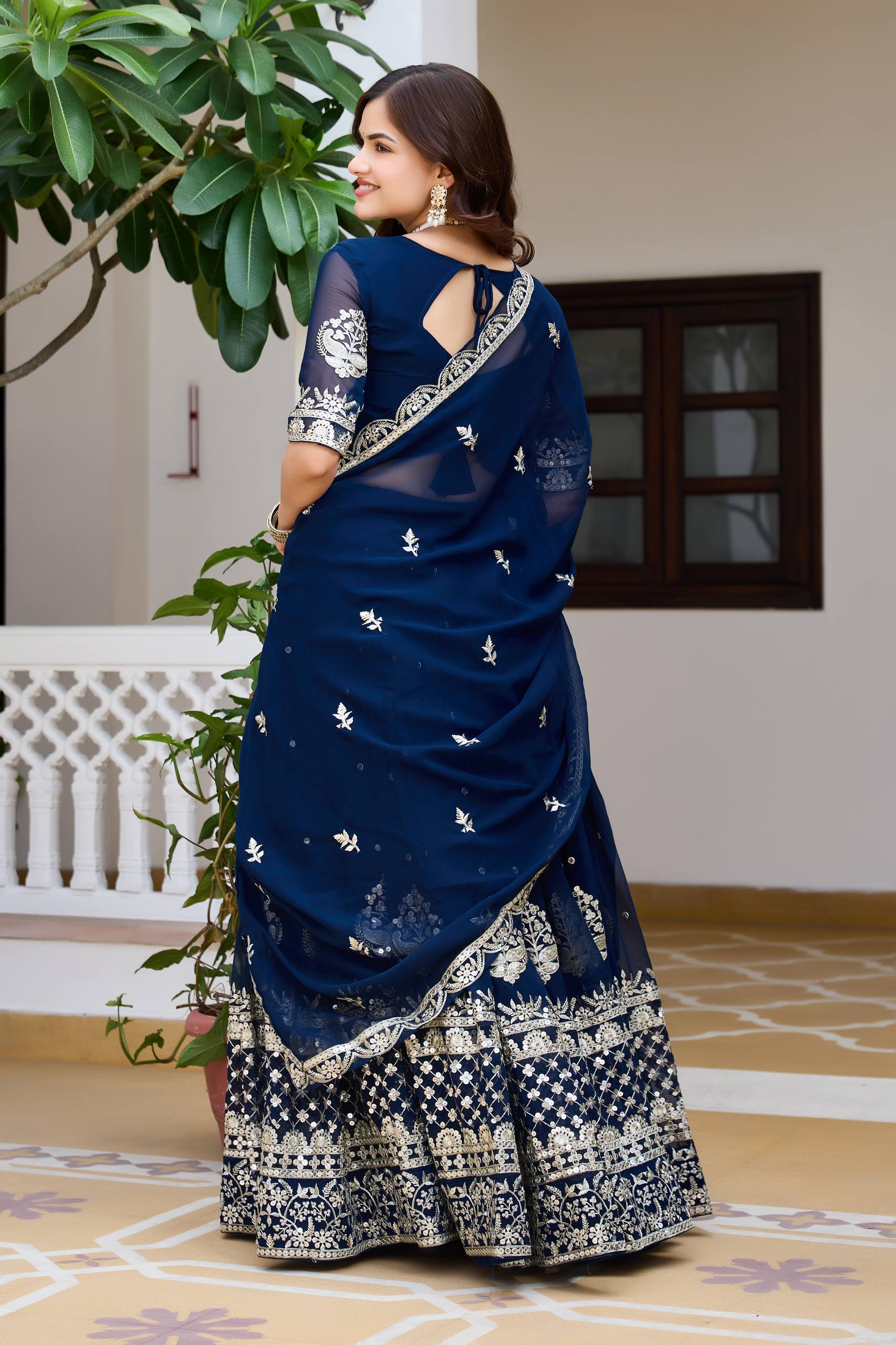 Wedding Special Heavy Fox Georgette Lehenga Choli with 7mm Sequence Embroidery - Fully Stitched