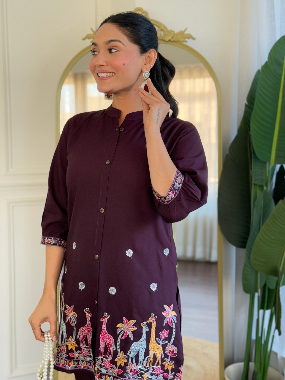 Modern Viscose Rayon Co-Ord Set for Women with Embroidery Work - Fully Stitched
