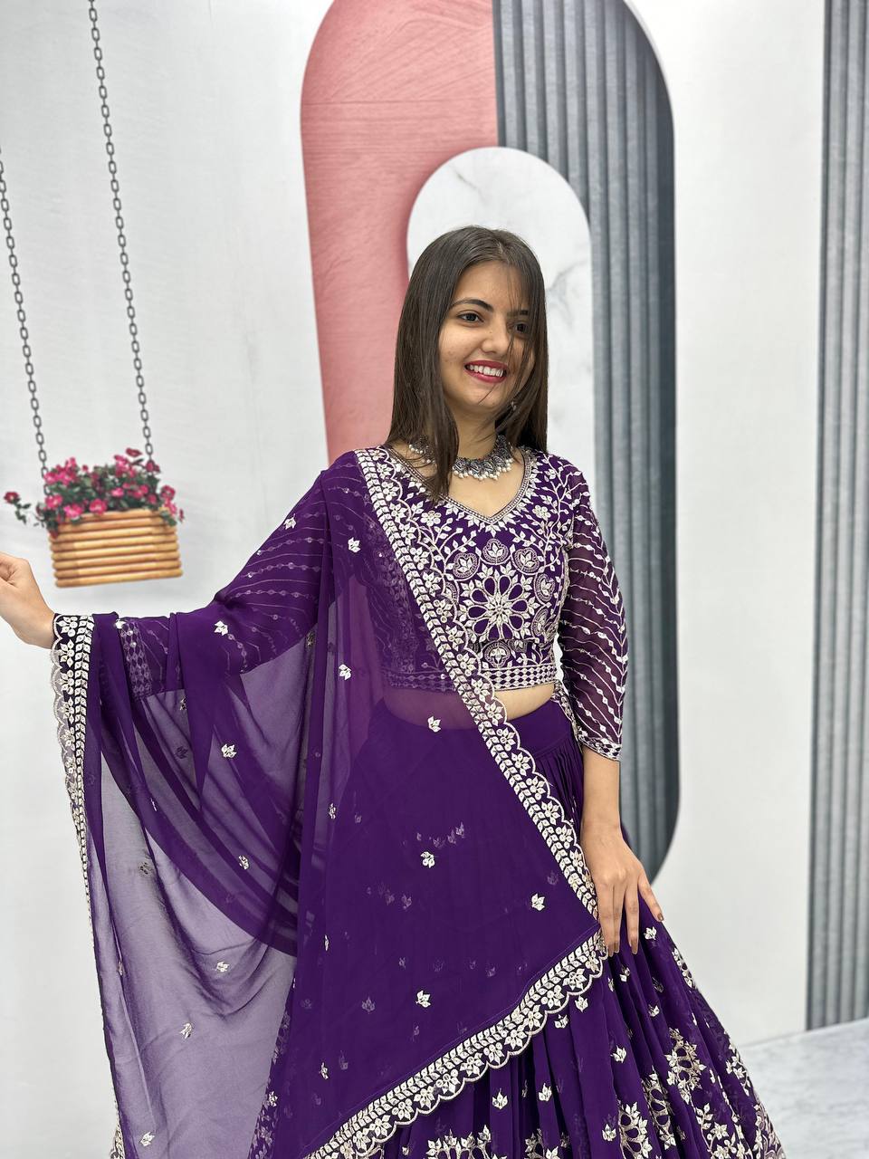 Launching Designer Fox Georgette Lehenga Choli with Heavy 7 mm Sequence Work - Fully Stitched