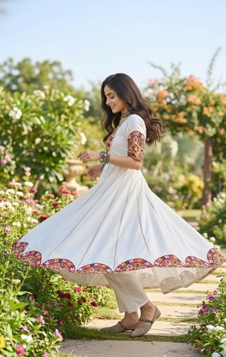 Designer Embroidered Kurti With Pant Perfect For Garba Night