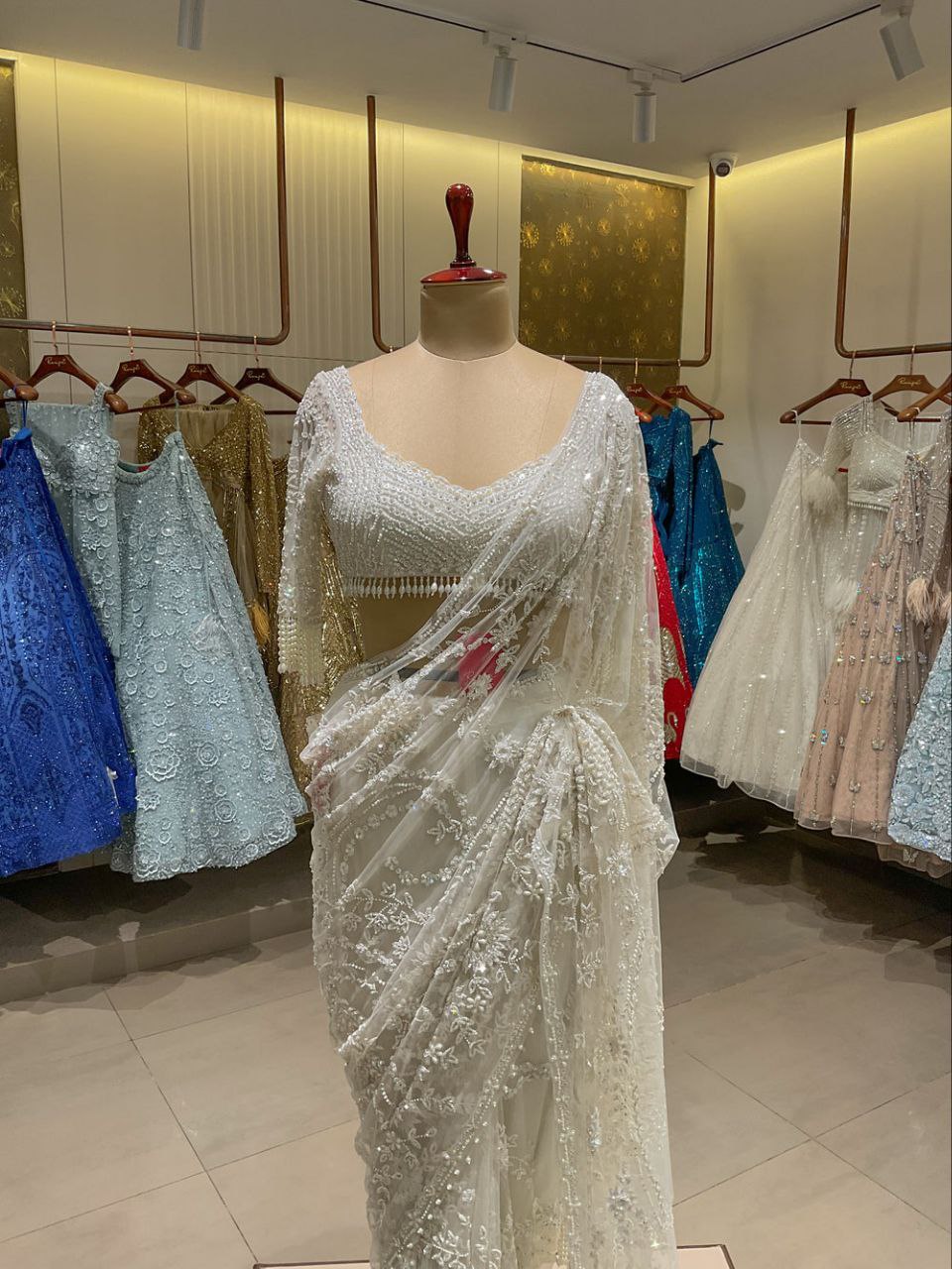 Trending Bollywood Blockbuster Heavy Sequins Embroidered Mono Net Designer Saree