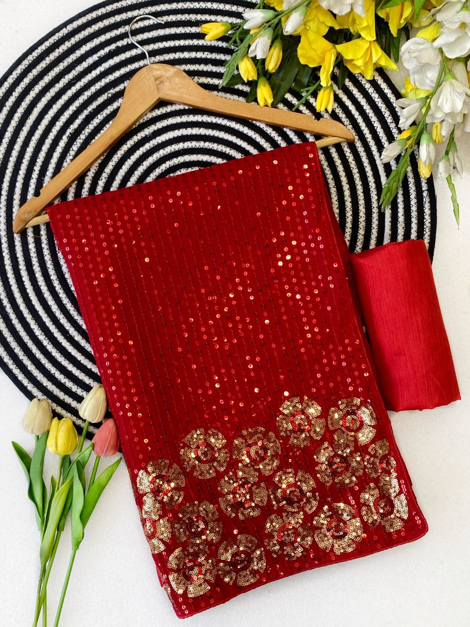 Bollywood Blockbuster Special Edition Dual Sequins Georgette Designer Saree