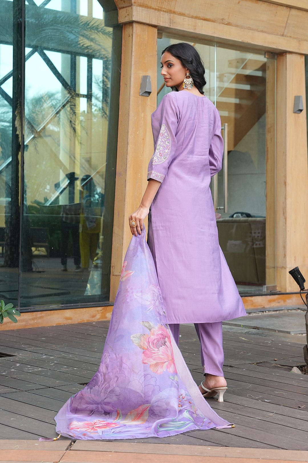 Designer Embroidered Kurta Pant Set with Printed Dupatta Perfect For Wedding Function