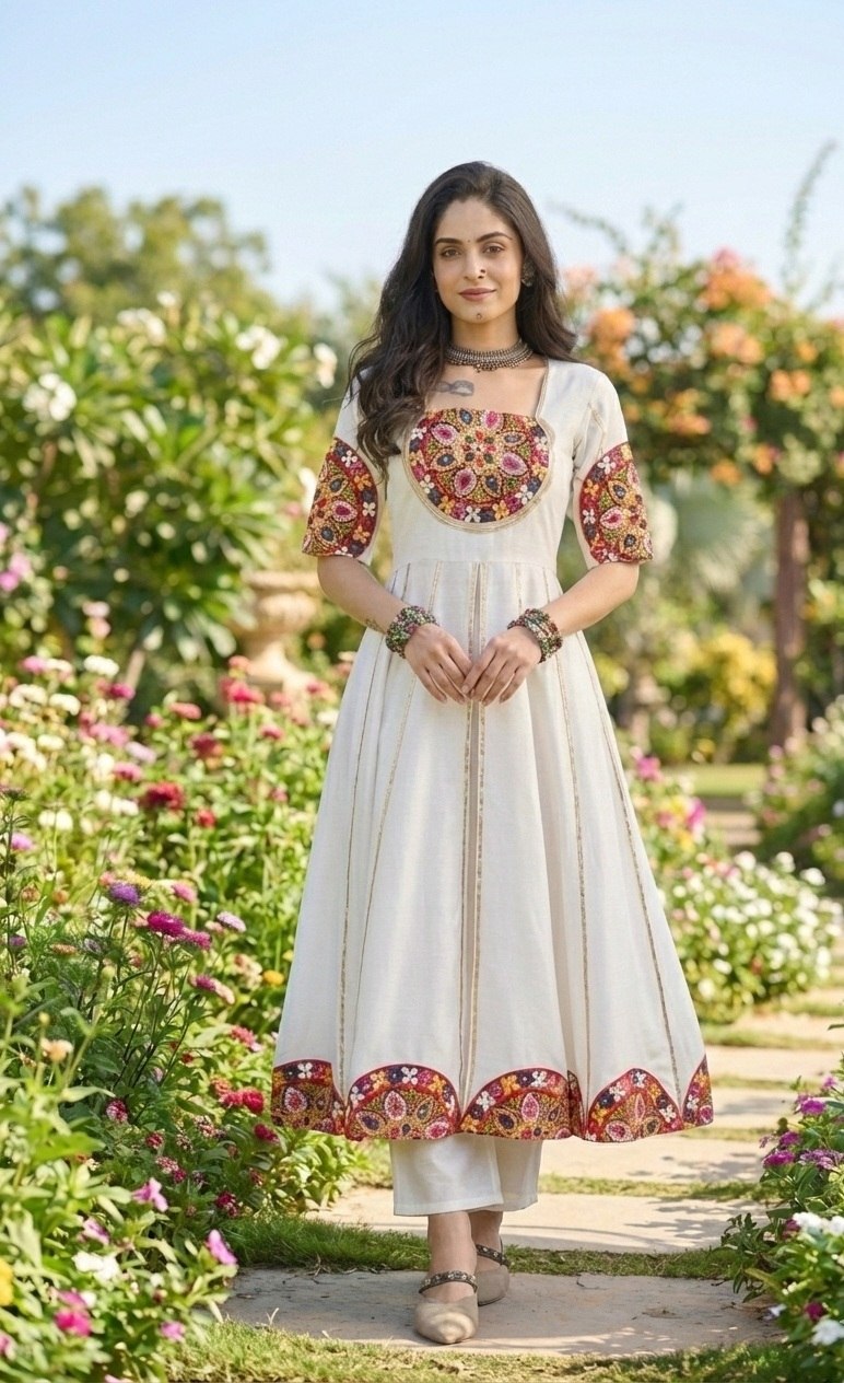 Designer Embroidered Kurti With Pant Perfect For Garba Night