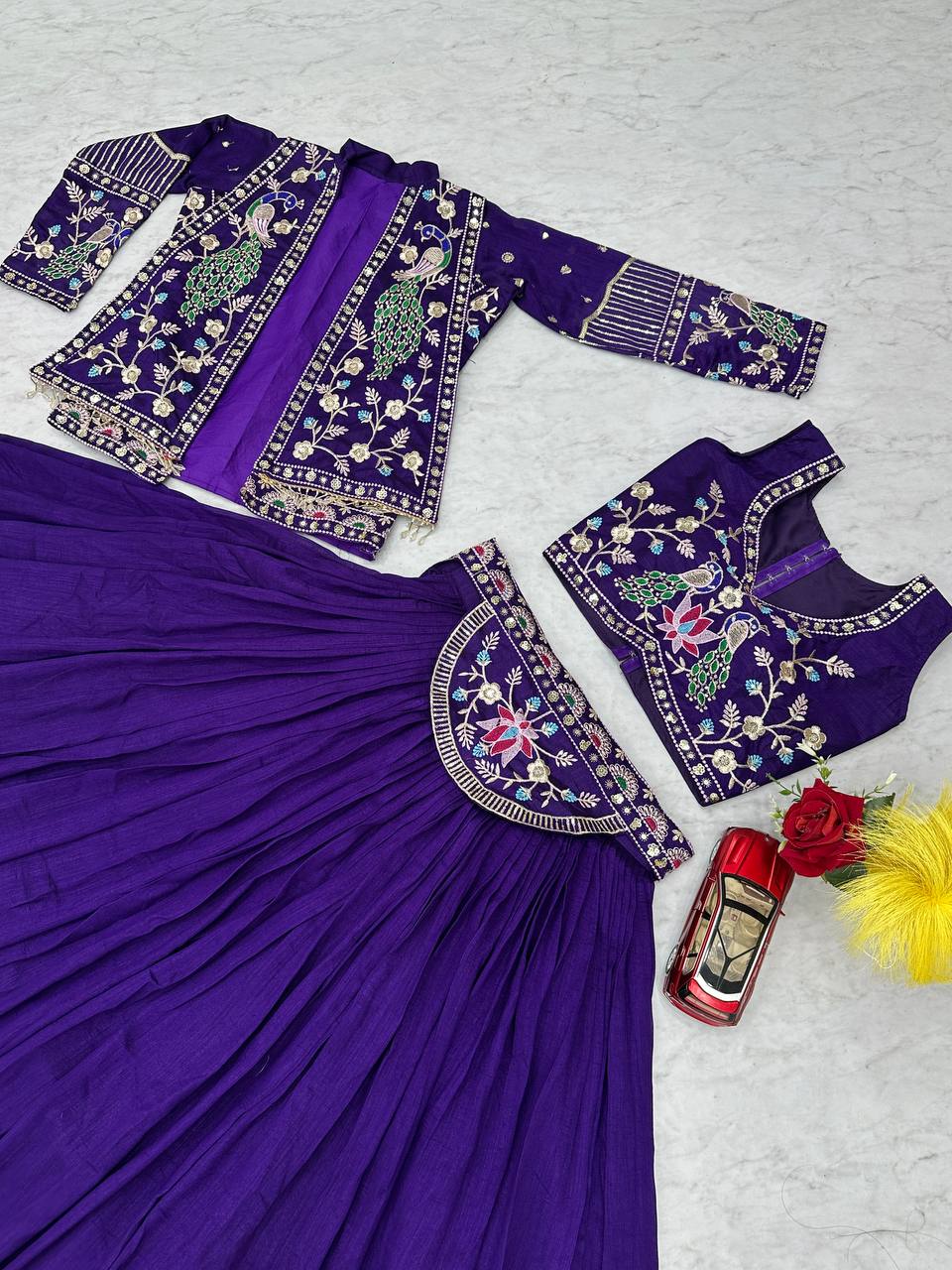 Stylish Indo Western Lehenga Set with Embroidered Shrug - Fully Stitched