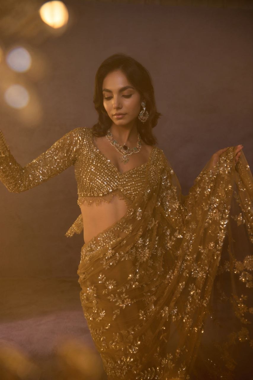 Trending Bollywood Blockbuster Sequins Embroidered Designer Saree
